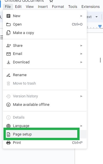 Page Setup